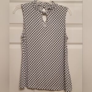 New York & Co Sleeveless Top White Black Medium